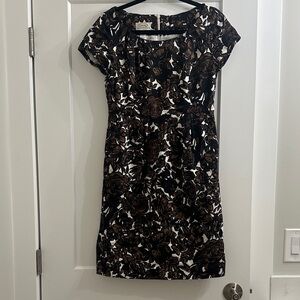 Talbots Black and Brown Floral Short Dress